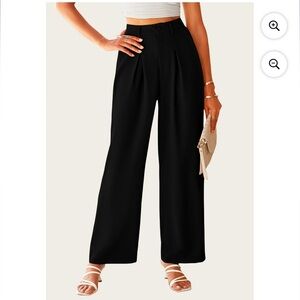 PRETTYGARDEN Women's Wide Leg Suit Pants Loose Fit High Elastic Waisted Black L